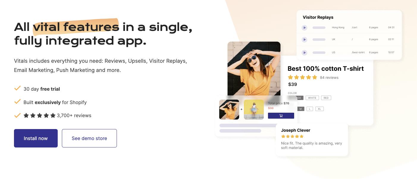 Vitals: Uno de los mejores Apps de Shopify todo en uno